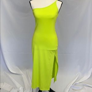 Neon yellow dress with slit